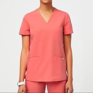 FIGS NEON CORAL TOP